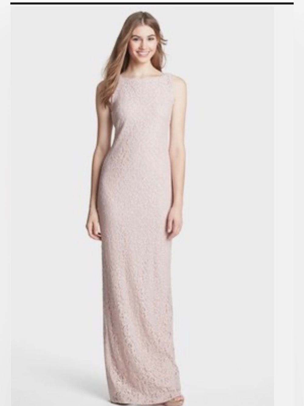 Adrianna Papell Blush Pink Lace Maxi Dress